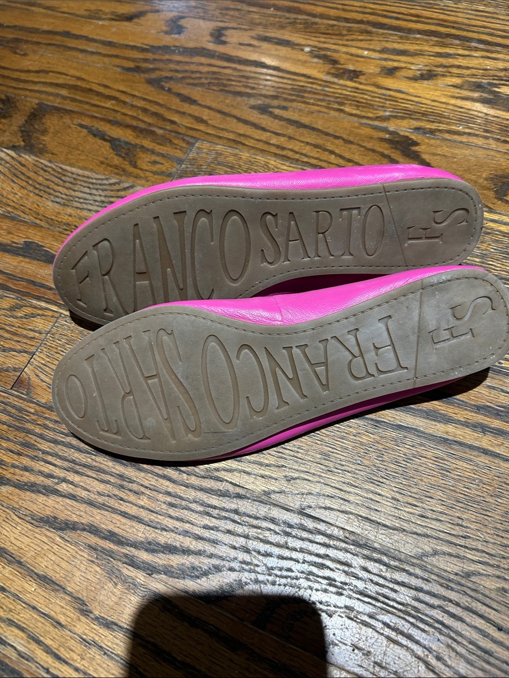 Franco Sarto Hot Pink Leather Ballet Flats with Bow - Picture 2 of 3